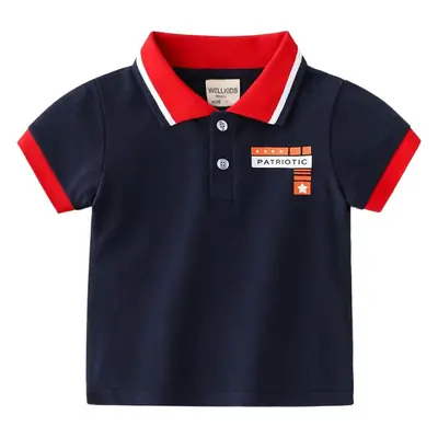 Kids Cotton Pull-Up Polo Shirt Navy Red Orange Beige