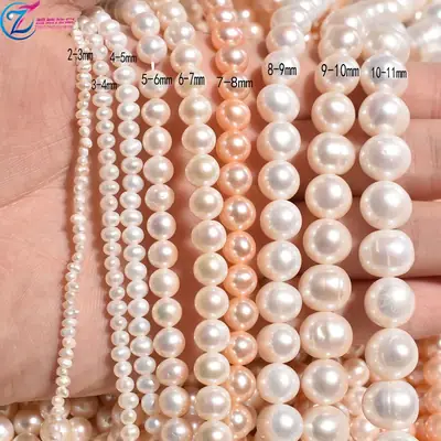 Natural Freshwater Pearl Necklace Beads 3-10m Round Thread Baroque