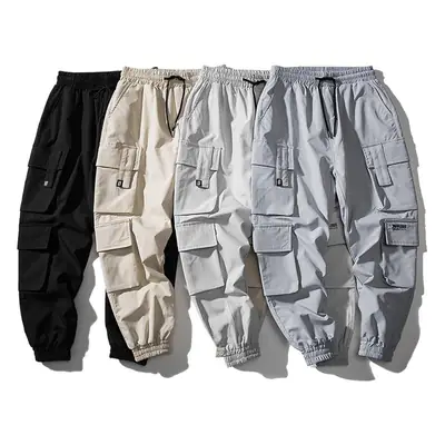 Men's Ankle-Tied Cropped Harem Pants with Zippered Pocket