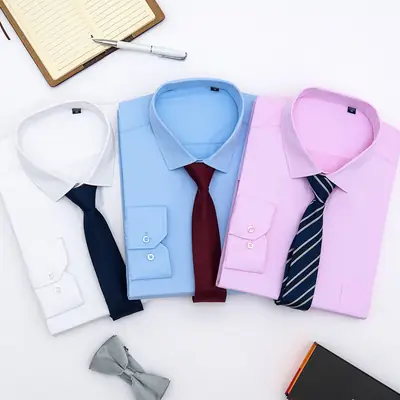 Men's White Long Sleeve Shirts Business Formal High Cotton