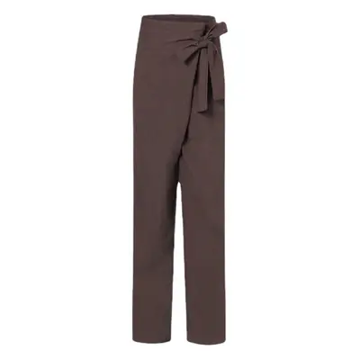 High-Waisted Cotton Linen Pants for Women Brown