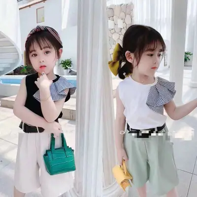 Girls Striped Vest & Shorts Set Summer 3-8