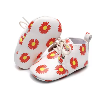 Lace-Up Cartoon Pu Baby Shoes Infant Walking Shoes Wholesale Non-Slip Growth Walking Cartoon Non-Slip Shoes