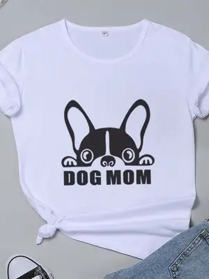 Dog Mom Graphic T-Shirt Yellow Short Sleeve