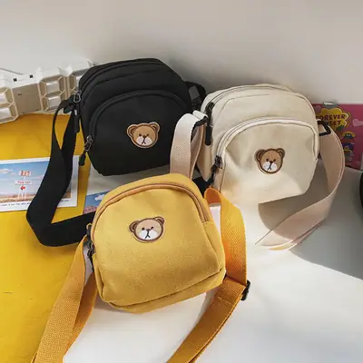 Cute Cartoon Bear Canvas Shoulder Bag Set
