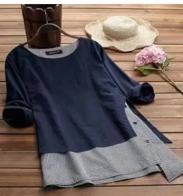 Green Women's Striped T-Shirt Set with Button Front
