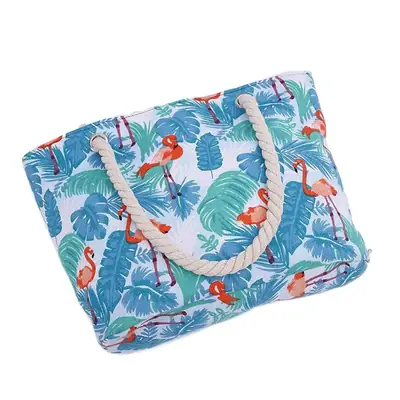 Women's Flamingo Print Shoulder Bag Large Capacity Canvas