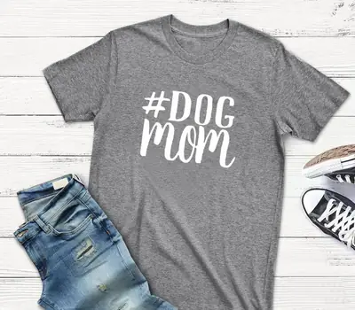Dog Mom Printed Black T-Shirt Short Sleeve