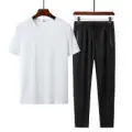 Men Ice Silk Summer Sports Suit White Black