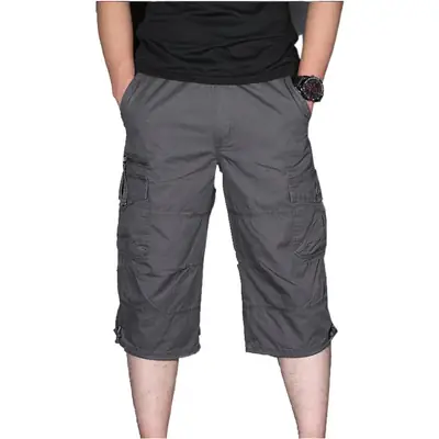 Men's Olive Capri Shorts with 4 Pocket Design