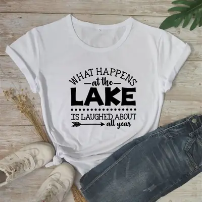 What Happens at the Lake T-Shirt Green Short Sleeve