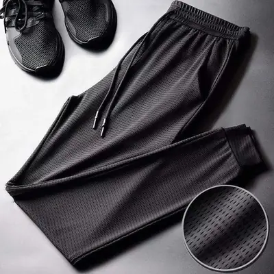 Men's Black Slim Fit Zip Sports Pants