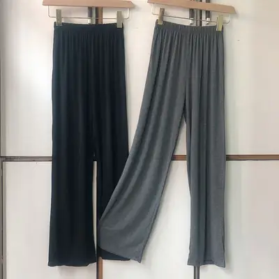 Wide Leg Pants Modal Fabric Black Grey