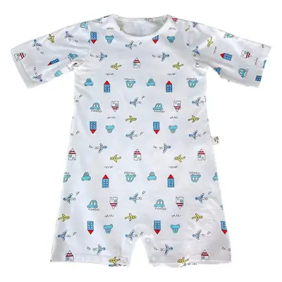 Children's Blue Cartoon Pajamas Summer Cotton One-Piece