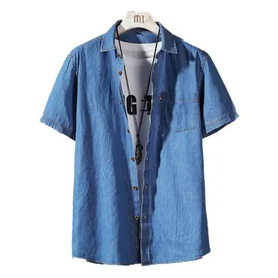 Denim Slim Fit Short Sleeve Shirt for Men