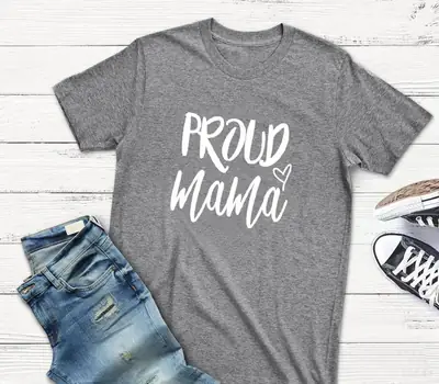 Proud Mama Printed T-Shirt White Short Sleeve