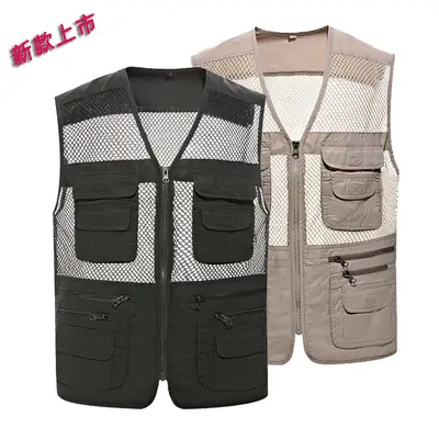 Middle-aged Men Summer Mesh Dad Vest with 12 Pockets