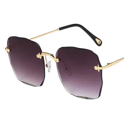 Women's Edge-Cut Rimless Sunglasses with UV Protection