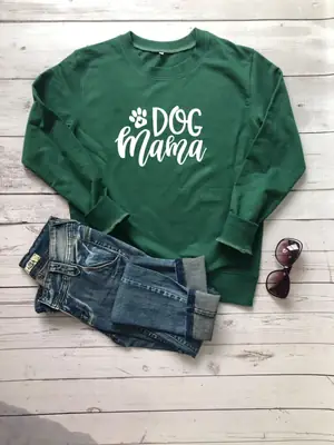 Dog Mama Green Long Sleeve Sweatshirt for Women