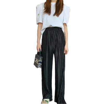 2025 Slim Drape Noodle Pants Pleated Chiffon Long