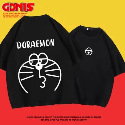 Doraemon T-Shirt White Cotton Short Sleeve Men Women