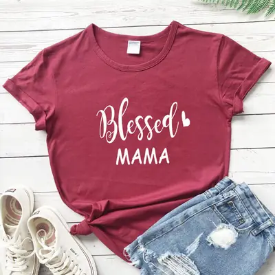Blessed Mama Short Sleeve T-Shirt Grey