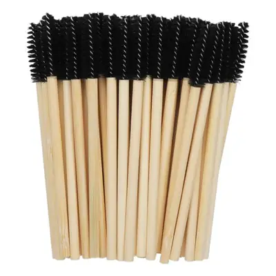 Wooden Grafted Eyelash Brush 50 Pack Bamboo Pole