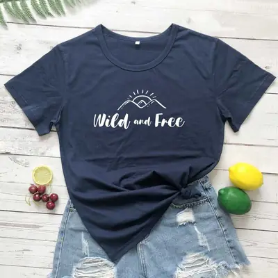 Wild and Free Grey T-Shirt Short Sleeve