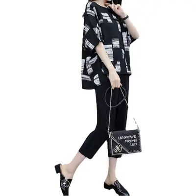Plus-Size Loose Slimming Two-Piece Set for Chubby Girls