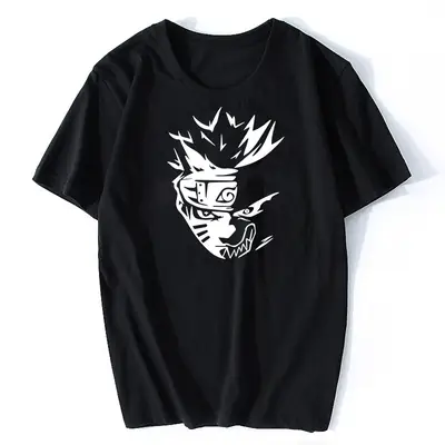 Naruto Graphic T-Shirt Black Short Sleeve Men Women