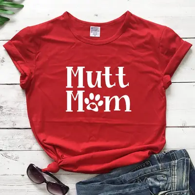 Mutt Mom Printed Pink T-Shirt Short Sleeve