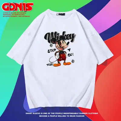 Men Women Yellow Mickey Short Sleeve T-Shirt