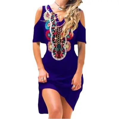 New Butterfly Print Off-Shoulder Dress for Women