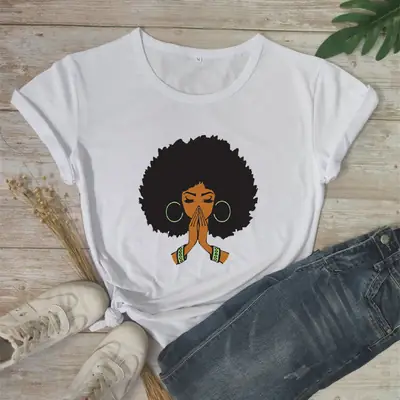 Foreign Trade T-Shirt Prayer Print Short Sleeve Yellow
