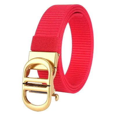 Men Black Automatic Buckle Belt with Gold Clasp