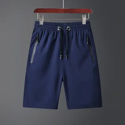 Men's Grey Zipper Shorts Quick-Drying Loose Breathable
