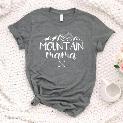 Mountain Mama Printed Black T-Shirt Short Sleeve
