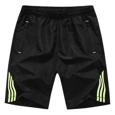 Men's Black Striped Quick-Drying Sports Shorts