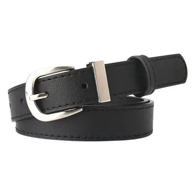 Black PU Leather Belt with Silver Buckle