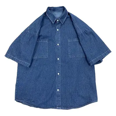 Men Blue Denim 5-Piece Short Sleeve Shirt