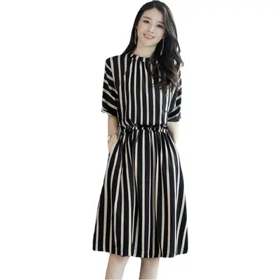 Summer Striped Women's Dress Large Size European Style
