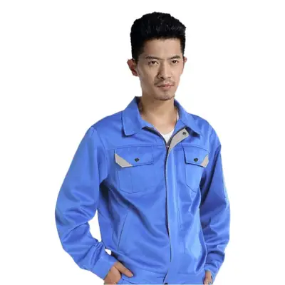 Blue Factory Work Coat for Men Customizable