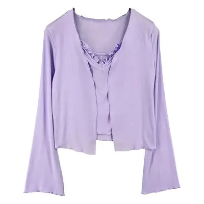 Korean Women's Slim Camisole T-Shirt Set Two Piece