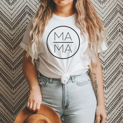 Mama Circle Graphic T-Shirt Grey Short Sleeve