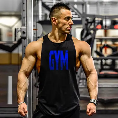 Men Gym Muscle Training Vest White Large Size