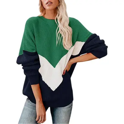 2023 Knitted Mosaic Top for Women Blue Black Grey