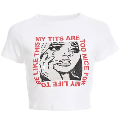 Women's Cartoon T-Shirt White Short Sleeve Summer 2024