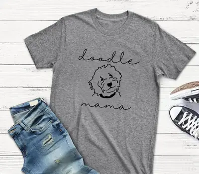 Doodle Mama Two Line T-Shirt Grey