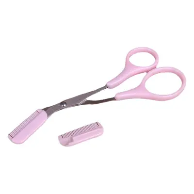 Pink Eyebrow Comb & Scissors Set for Beginners