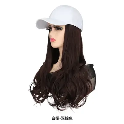Women's Black Baseball Cap with Long Curly Hair Wig